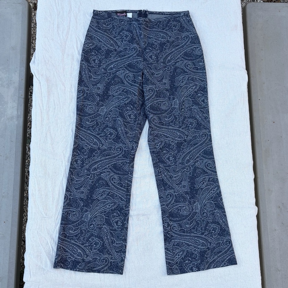 Vintage Y2K Nicole Signature Navy Paisley Capri Pants, Whimsygoth Fairy